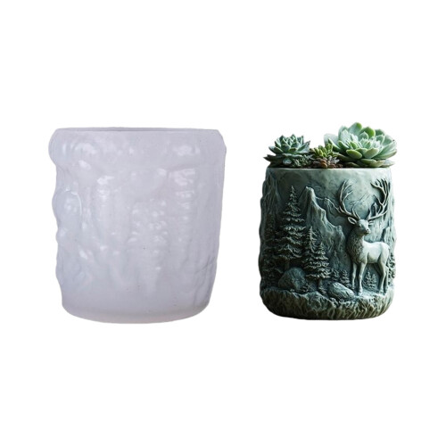 Moule de pot de fleurs en Silicone, cerf de forêt-Clair