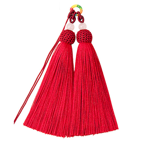 Porte-clés en Polyester à franges doubles, accessoires,-Rouge