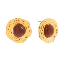 Boucles d'oreilles en résine métallique texturée-JDE0108037