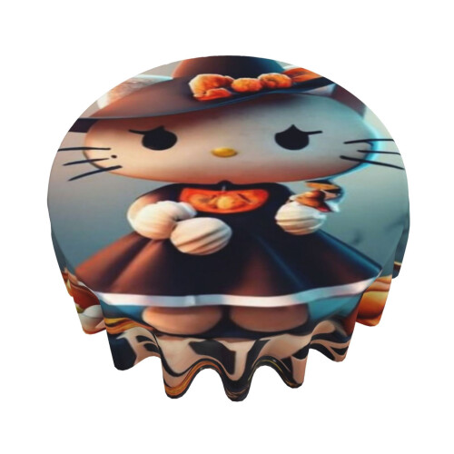 Hello Kitty Round Tablecloth 60 in, Polyester Spill-Proof 2