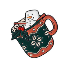 Broche de revers de tasse de bonhomme de neige en-QHXZ5029