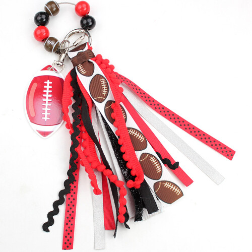 Porte-clés à breloques de sac unique, pompons en ruban et-15