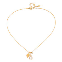 Collier pendentif trèfles, chaîne réglable en acier inoxydable,