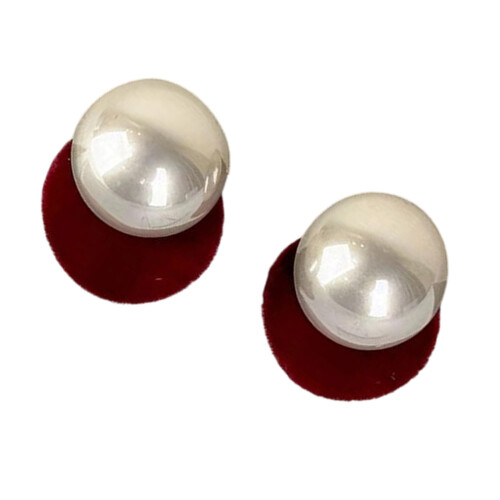 Boucles d'oreilles à clous en perles d'imitation,-Flocage rouge