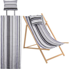 Vervangend canvas voor strandstoel met kussen, grijs/zwart