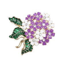 Emaille Hortensia Broche Legering Bloemen Pin Voor-wit paars1