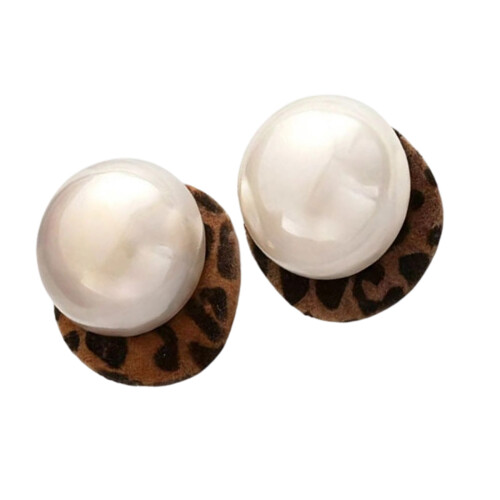 Boucles d'oreilles sophistiquées, imprimé-Imprimé léopard perlé