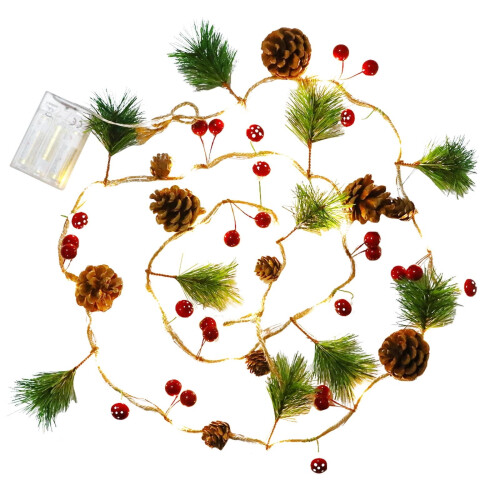 Christmas string lights safflower red fruit decoration 10m 1