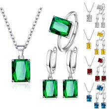 Pink Vintage Cubic Zirconia Jewelry Set 4Pcs