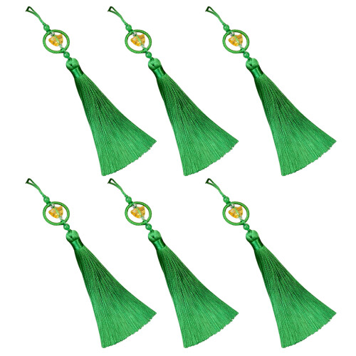 6 Piece Vibrant Color Wealth Tassels Accessory Polyester-Green