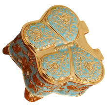 Butterfly Shape Jewelry Box Storage Space Lid-golden blue