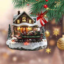 Acrylic Coffee Cup & House Christmas Ornament