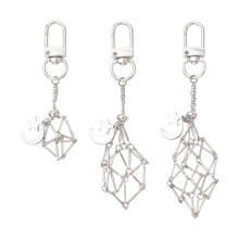 Porte-clés contemporain 3 pièces avec fermoir rotatif,-Argent