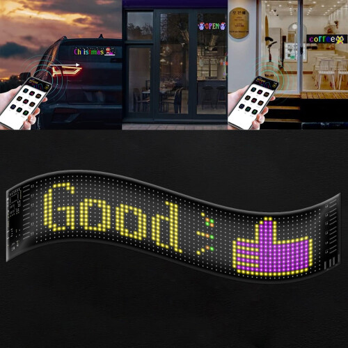 Ecran LED flexibil 37,4x9,2 cm, Bluetooth și aplicație