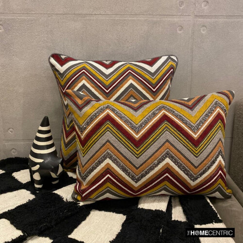 Fløjls Chevron Pudebetræk 60x60 cm Bordeauxrød 1