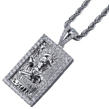 Retro Engraved Pendant Necklace With Double Tone Gold-silver