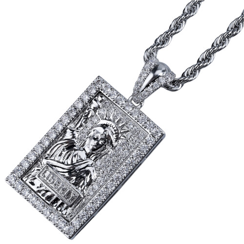 Retro Engraved Pendant Necklace With Double Tone Gold-silver