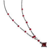 Mysterious Square Crystal Alloy Chain Necklace Adjustable Length