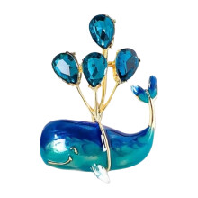 Broche baleine de dessin animé avec Accents de ballon,-Bleu