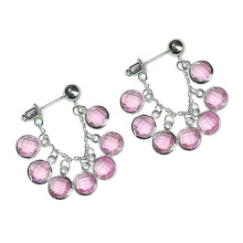 Crystals Accented Grape Bunch Earrings Alloy Tassels-Purple