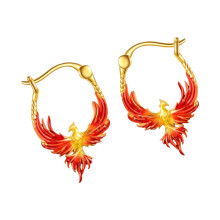 Boucles d'oreilles élégantes en alliage robuste, motif phénix