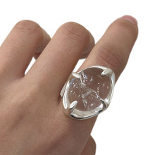 Shimmering Crystal Adjustable Ring Sturdy Copper Design