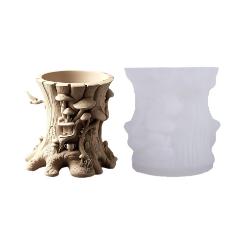 Silicone Stump Planter Mold With Nonstick Surfaces Perfect For