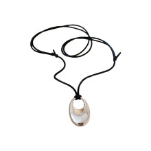 Collier en corde à pendentif circulaire polyvalent,-Argent