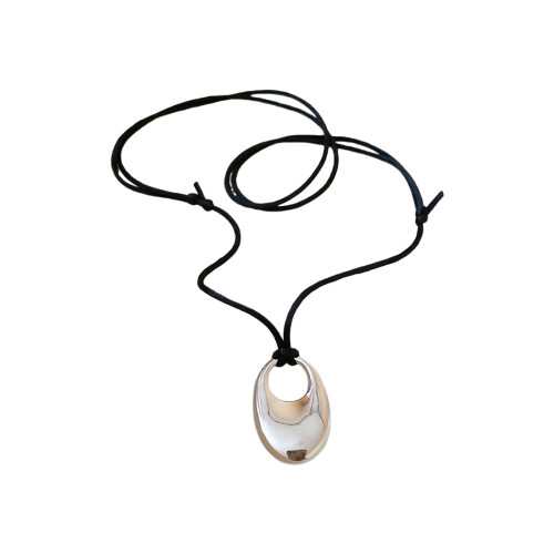 Collier en corde à pendentif circulaire polyvalent,-Argent