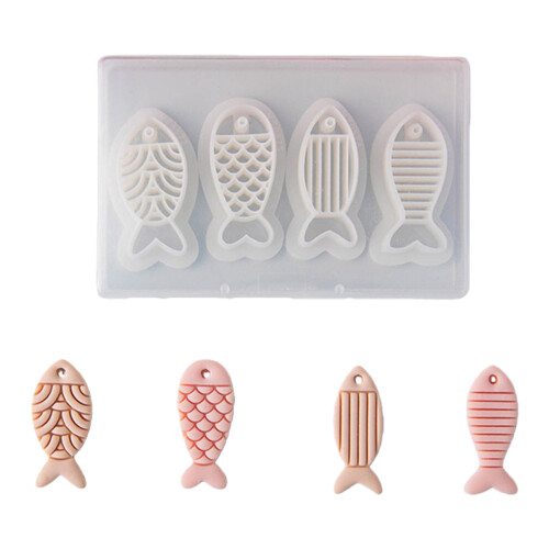 4pcs Creative Fish Designs Polymer Clay Earring Molds Plastic