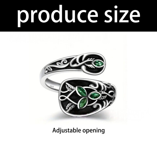 Victorian Style Adjustable Leaf Shaped Green Jewelry Spoon 2