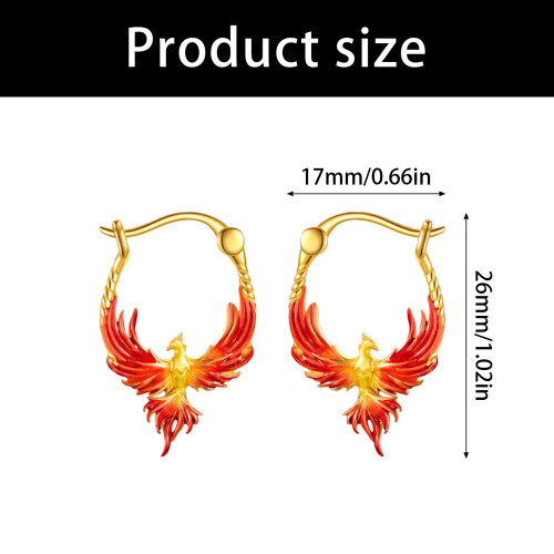 Boucles d'oreilles élégantes en alliage robuste, motif phénix 2