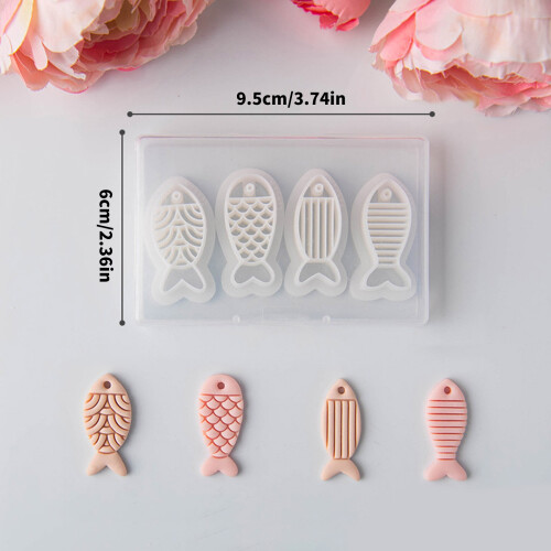 Moules de boucles d'oreilles en forme de poisson en argile 2
