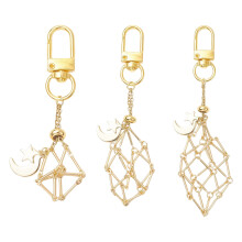 Multi Functional 3PCS Alloy Keychains Rotating Lock-Gold
