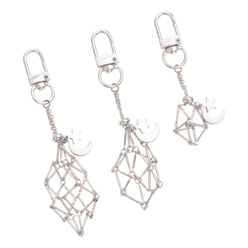 3PCS Key Holder With Secure Rotating Clasp Lightweight-Silver