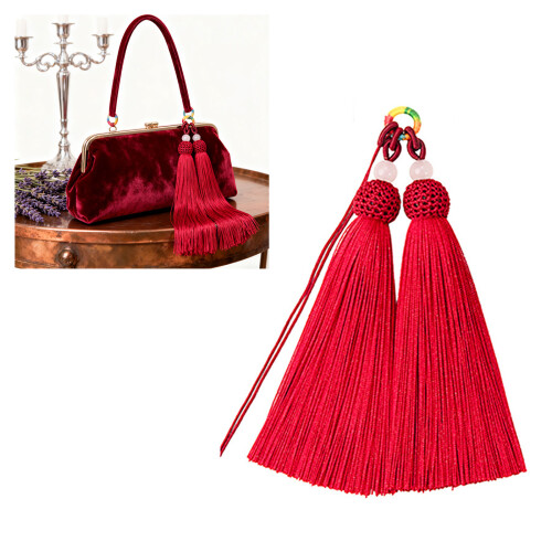 Trendy Double Tassels Pendant Lightweight Polyester-Pink 2