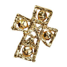 Kruisen vormige hart broche verguld koper Vintage sieraden-2