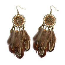 Handcrafted Feather Tassels Earrings Bohemian Ethnic Design