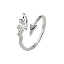 Gothic Couple Matching Wing Rings Adjustable Size Dark-silver