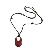 Collier en cuir réglable élégant, anneau rond minimaliste,-Rouge