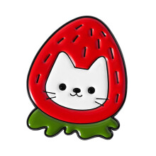Playful Strawberry Banana Tomato Kitten Lapel Pin Cute-QHXZ5112