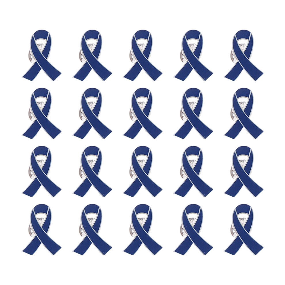 20Pcs Compact Volunteer Ribbon Badges Brooch Pin Alloy-Blue