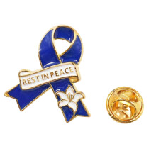 Ribbon Flower Brooch Pin Alloy Design Corsage Pin-Royal Blue