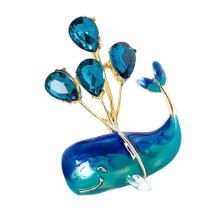 Romance Whale Brooch Alloy Balloon Decors Student Jewelry-Blue