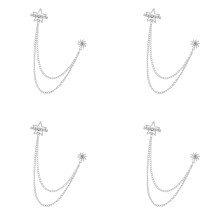 Set of 4pcs Suit Lapel Clip Wear-Silver Fivepointed star