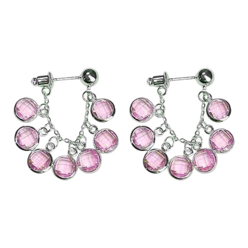 Trendy Crystals Adorned Drop Earrings Comfortable For-Purple