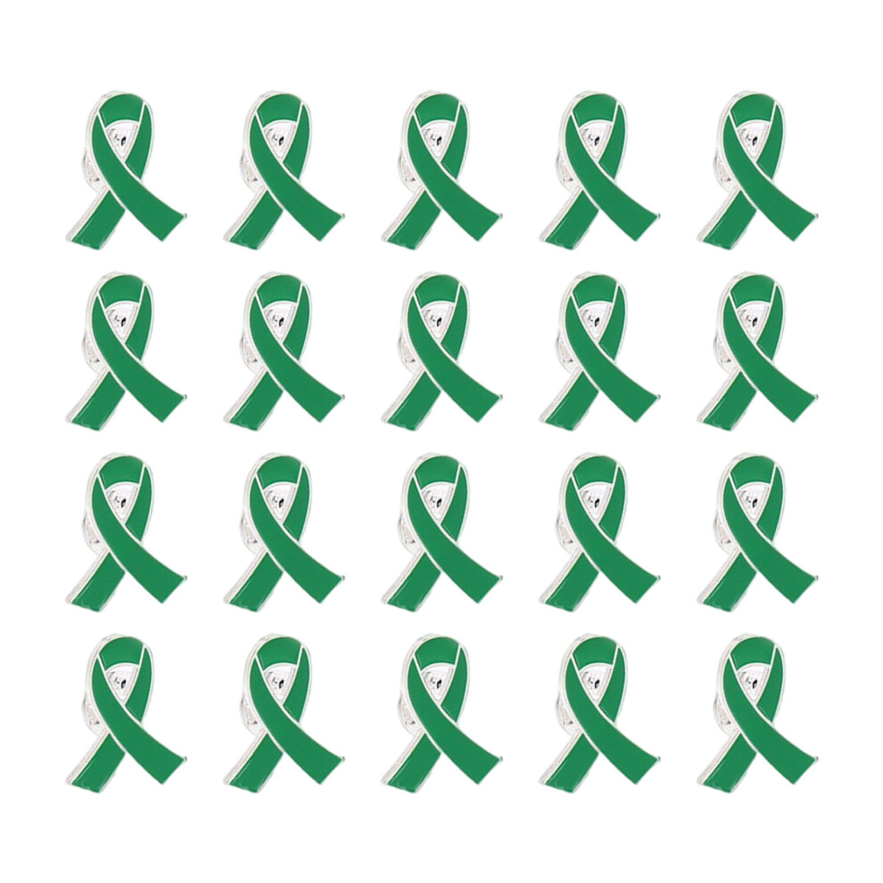 Green 20 Pieces Brooch Pins Polished Alloy Ribbon Badges Pin