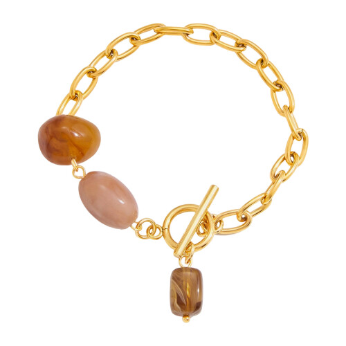 Mixed Materials Bracelet Resin Accent Stainless-JDB0109017