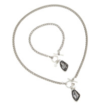 Pack Of 2 Modern Black Acrylic Irregular Necklace Bracelet-1