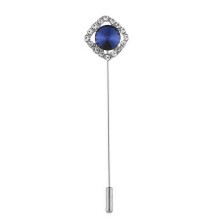 Modern Crystal Badge Pin For Women Men Secure Fastening-Silver